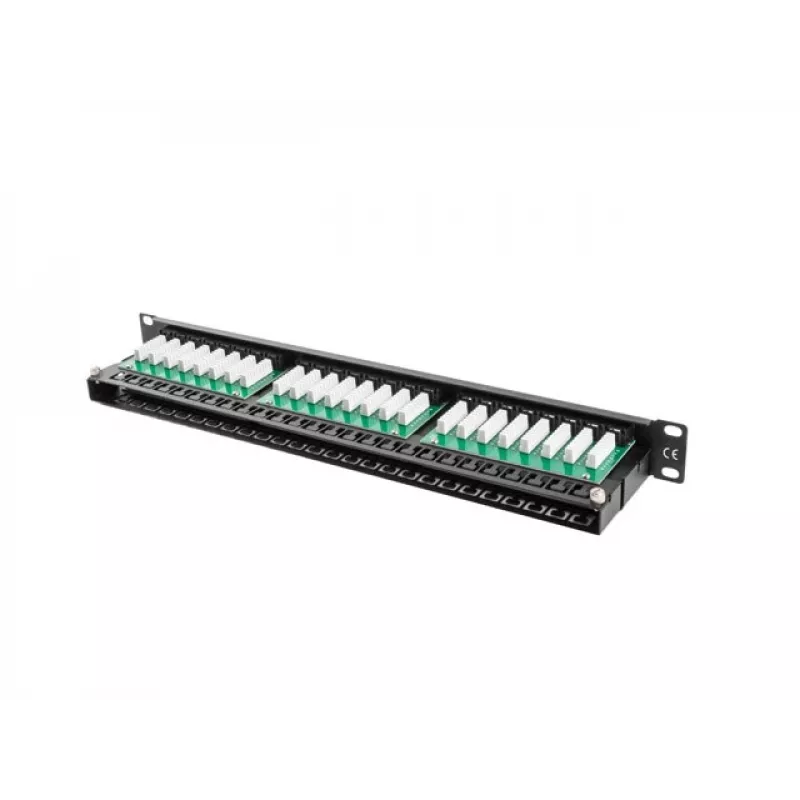 Patch panel LANBERG PPU5-1048-B 1U, 48 porti Cat5e, melns, 445×102×44.5 mm