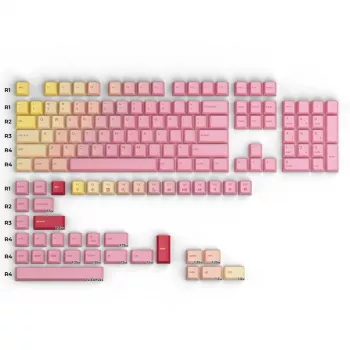 Taustiņu komplekts Aptel Glorious GPBT Pink Grapefruit Forge — PBT taustiņi, skulptēts profils