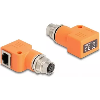 DeLOCK 60668 Adaptera pārveidotājs M12 uz RJ45, oranžs, zeltīti kontakti
