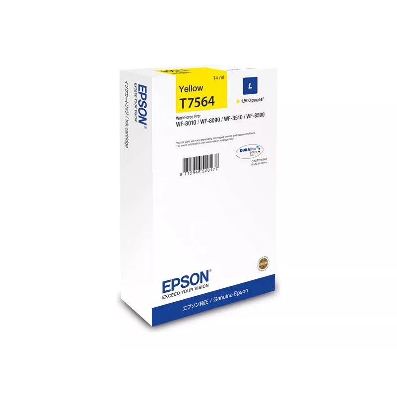 Epson C13T75644N oriģinālā tintes kasetne 1 gab. Augstas ražības dzeltena