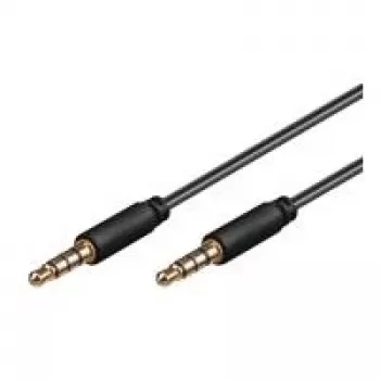 Wentronic Goobay 3,5 mm ligzdas savienojuma kabelis, melns, 1,5 m - 3,5 mm spraudnis (4-pin, stereo) > 3,5 mm spraudnis (4-pin, stereo) (63828)