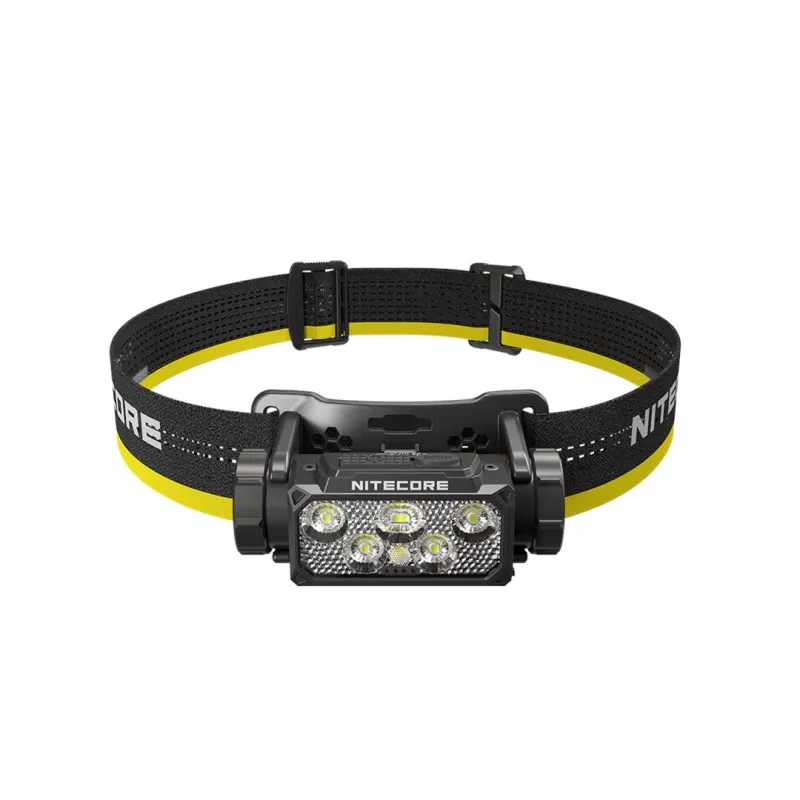Galvaslampa Nitecore HC60 UHE ar 4000 mAh akumulatoru, 6-LED, ūdensizturīga, triecienizturīga, melna/dzeltena