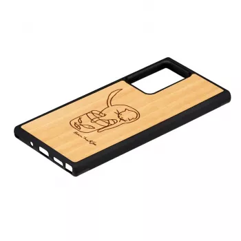 Aizsargmaciņš Samsung Galaxy Note20 Ultra — koks ar kaķi un zivi, man and wood