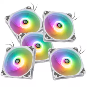 120mm PWM korpusa ventilators BitsPower Notos RGB — balts, 5 iepakojumā (BPTA-FX1812NTWH-5)