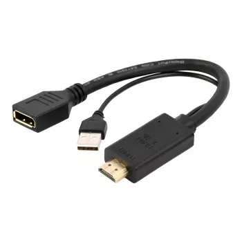 Cablexpert videoadapter DisplayPort sieviete uz HDMI vīrietis ar USB barošanu, 10 cm