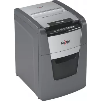 Rexel Optimum Auto+ 100M papīra smalcinātājs, mikrošķiedru griešana, 55 dB, 22 cm, melns, pelēks