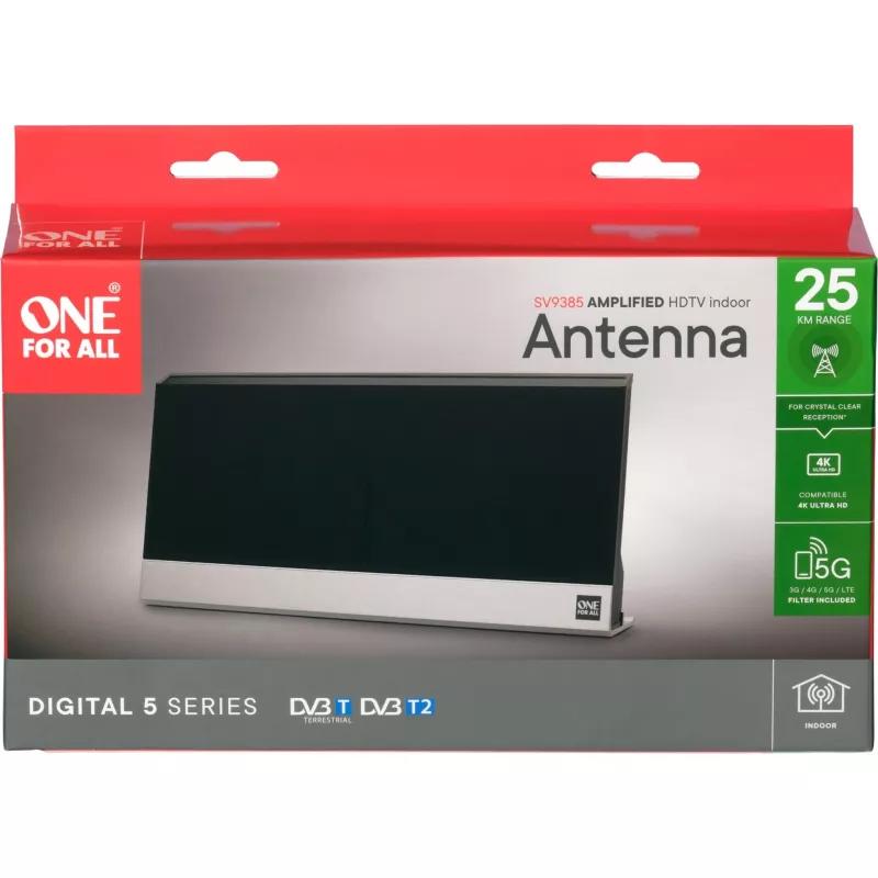 Iekštelpu antena One For All SV 9385 DVB-T DVB-T2 Melna