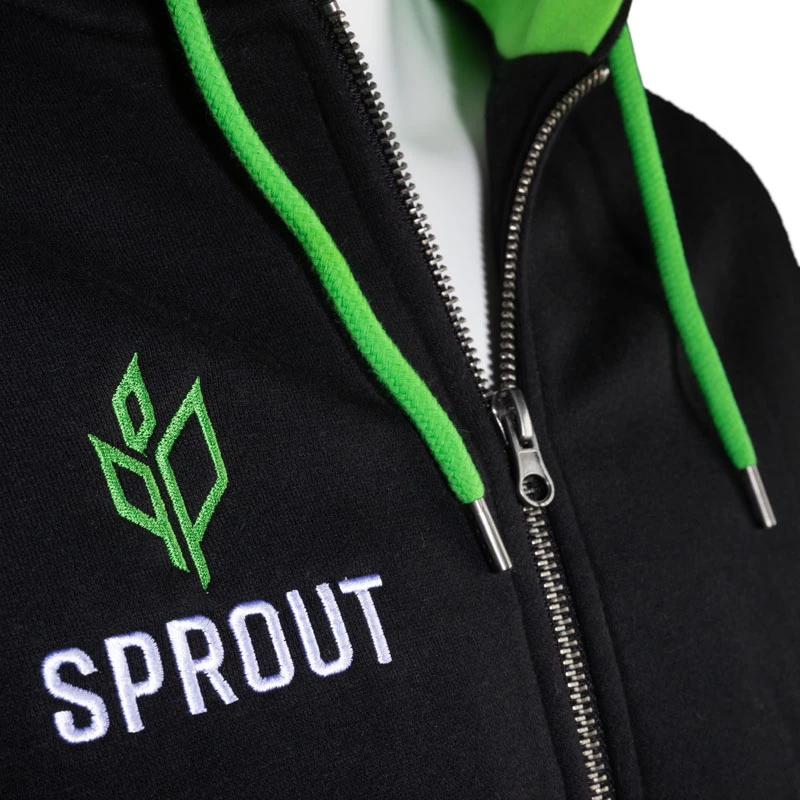 GamersWear SPROUT Basic rāvējslēdzēja kapuce izmērs M melna/zaļa