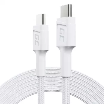 USB-C uz USB-C kabelis Green Cell KABGC29W 2 m, USB 3.2 Gen 1, 60 W PD, pīts TPE, balts