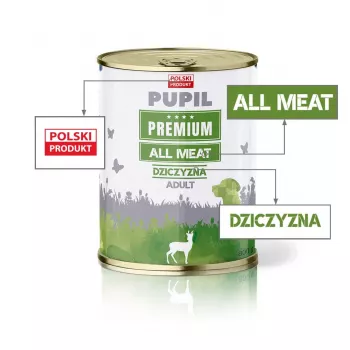 PUPIL Premium All Meat Venison - mitrā suņu barība - 800g