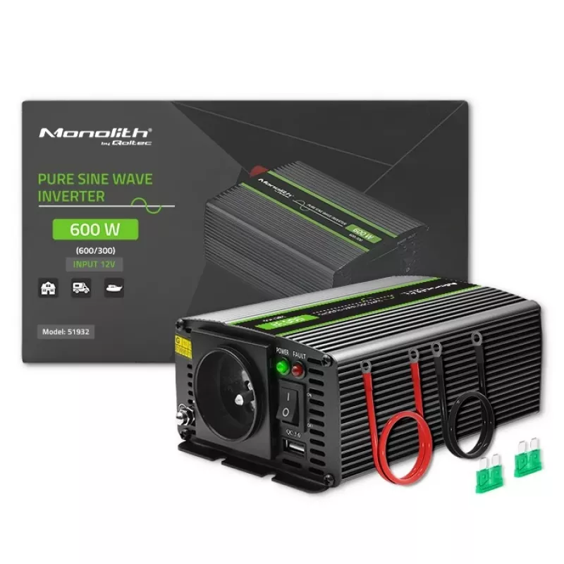 Qoltec Monolith invertors barošanas avots Auto 600 W 12 V