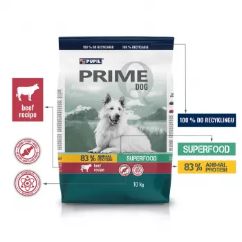 PUPIL Prime Rich in beef with vegetables - sausā suņu barība - 10kg