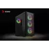 PC korpuss SAVIO Noctis Flow RGB — Cube, ATX/Mini-ITX, 3x 120 mm priekšējie ventilatori, rūdīta stikla sāns, max GPU 35 cm