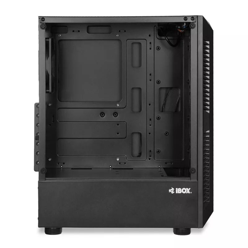 PC korpuss IBOX LUPUS 27 Midi Tower ATX, rūdīts stikls, RGB, 455×200×380 mm, atbalsta ATX, GPU līdz 32 cm