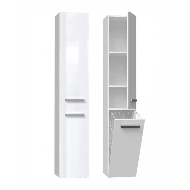 Bathroom cabinet NEL IV 31x30x174 cm, balts, spīdīgs