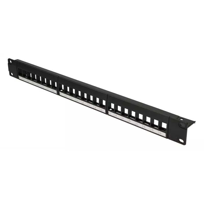 Patchpanel Extralink 24-portu U/UTP (UTP) modulārais, 1U, melns, 482.6 mm platums