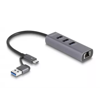 DeLOCK 64282 klēpjdatora dokstacija un portu replikators, vadu, USB 3.2 Gen 1 Type-C, pelēka (64282)