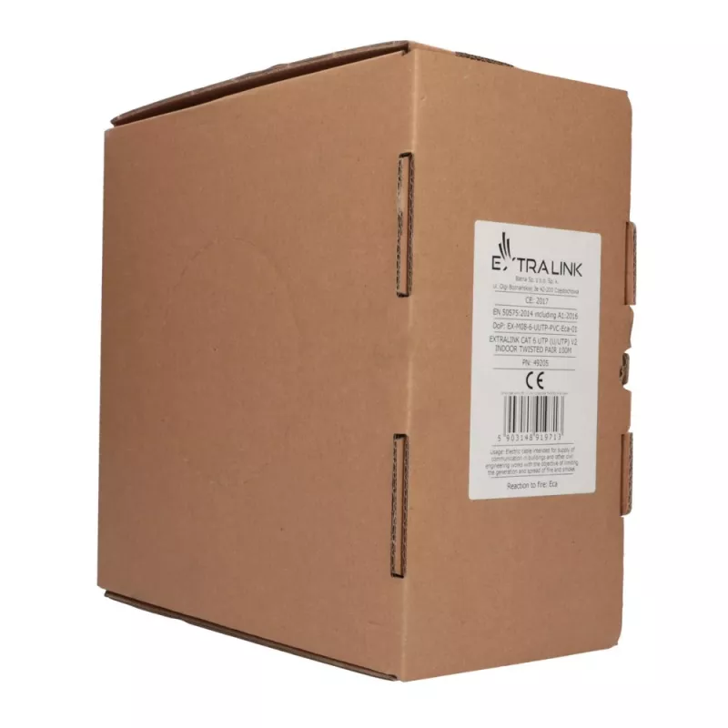 Tīkla kabelis Extralink Twisted pair CAT6 UTP (U/UTP) V2 Indoor 100M Pelēks