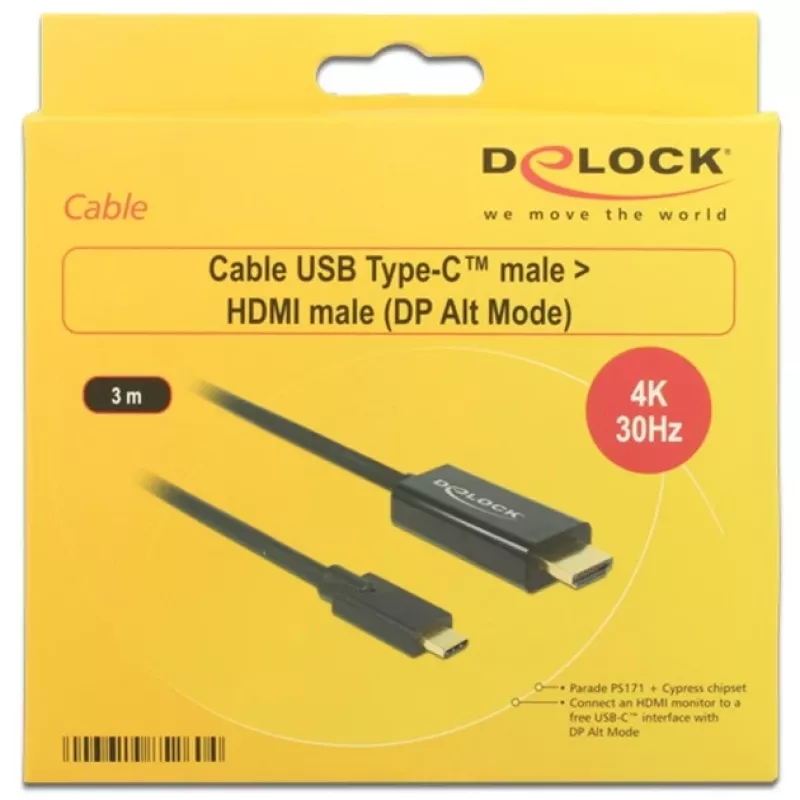 Videokabeļa adapteris DeLOCK 85260 USB Type-C HDMI 3 m Melns