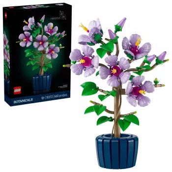 LEGO botāniskais komplekts Hibiska zieds 10372 – 660 gab., eksponātu modelis, 250×360×130 mm