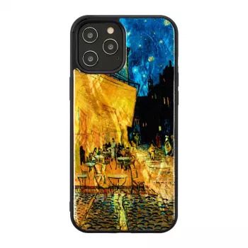 Aizsargmaciņš iKins Apple iPhone 12 / 12 Pro — melns, Café Terrace dizains