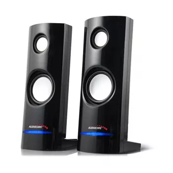 2-virzienu vadu PC skaļruņi Audiocore AC860, 2.0 kanāli, 4 W RMS, USB barošana, 3.5 mm ieeja, melni