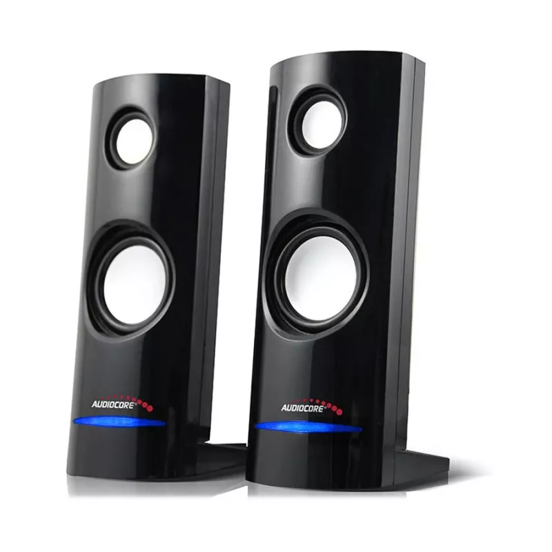 2-virzienu vadu PC skaļruņi Audiocore AC860, 2.0 kanāli, 4 W RMS, USB barošana, 3.5 mm ieeja, melni