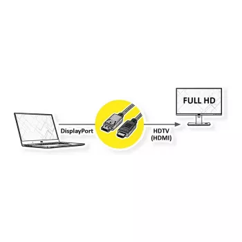 ROLINE pārstrādātu materiālu video kabeļa adapteris 3 m DisplayPort HDMI Melns 11.45.5782