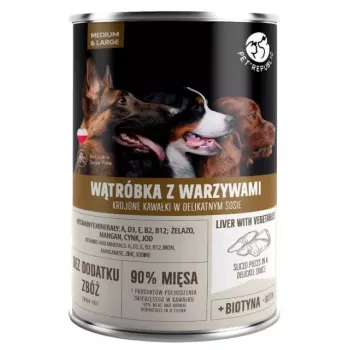 Slapjā suņu barība PetRepublic PET REPUBLIC Adult Medium & Large Aknas ar dārzeņiem 1250 g