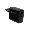 Vadu mobilās ierīces lādētājs NATEC NUC-2145, 65W, USB-C PD 3.0 + QC 3.0, 1x USB-C, 1x USB-A, 110–240V, Melns