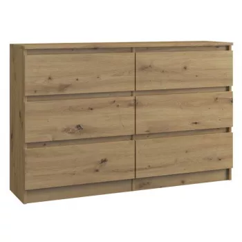 Kumode Top e shop M6 120 ARTISAN, ozola finieris, 6 atvilktnes, 1200×300×770 mm
