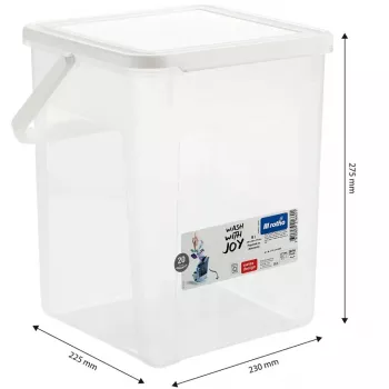 Plastmasas mazgāšanas līdzekļa tvertne Rotho Basic 9 L modelis 1770101100RP, balta, ar vāku un pakarināšanas caurumu