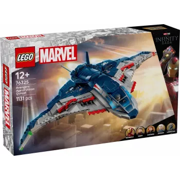 LEGO Quinjet konstrukcijas komplekts 76325 — Marvel, 1131 gab., 5 minifigūras, vecumam 12+, 280×450×300 mm