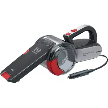 Rokas putekļsūcējs Black & Decker PV1200AV – sausais polsteru tīrītājs, 12 V, 0.44 L, 12.5 W, 5 m vads, pelēks/sarkans