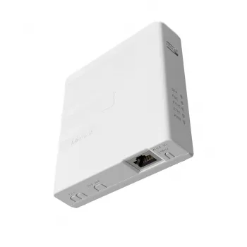 PoE injektors MikroTik GPEN21 ar SFP atbalstu, Gigabit Ethernet (10/100/1000 Mbps), 2 RJ-45 porti, balts, 12–57V ieeja