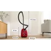 Putekļsūcējs Bosch BGB 41RD3H — 600 W, 4 L putekļu maiss, HEPA filtrs, 11 m darbības rādiuss, teleskopiskā caurule, sarkans
