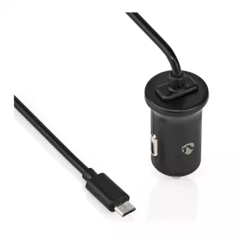 Nedis Auto-Charger 12 W 1x 2.4 A - Iebūvēts Micro USB kabelis, viena sprieguma izeja