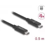 DeLOCK USB-C kabelis 0.5m USB-C Melns 80 Gbit/s