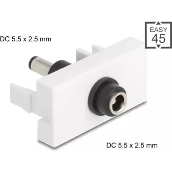 DELOCK Easy 45 DC strāvas pagarinājuma modulis — 5.5×2.5 mm ligzda uz 5.5×2.5 mm spraudni — modelis 90865