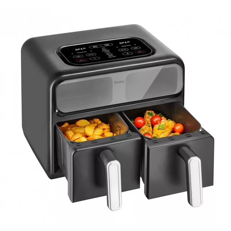 Amica AFM 7020 divu groziņu gaisa friteris, 8 l, 2400 W, melns