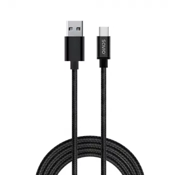 Savio CL-129 USB kabelis 2 m USB 2.0 USB A USB C Melns