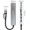QOLTEC USB-C centrmezgls 4x USB + SD/TF karšu lasītājs modelis 53794