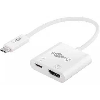 Goobay USB-C™ Multiport Adapter HDMI, Balts, 0.145 m - paplašina USB-C™ ierīci ar HDMI™ savienotāju (62110)