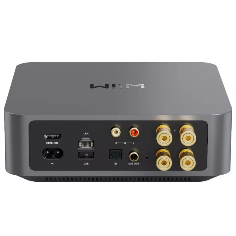 Stereo straumēšanas pastiprinātājs WiiM Amp Pro Tumši Pelēks — Wi‑Fi, Bluetooth 5.3, AirPlay 2, Spotify Connect, HDMI ARC, optiskais ieeja, sub izeja