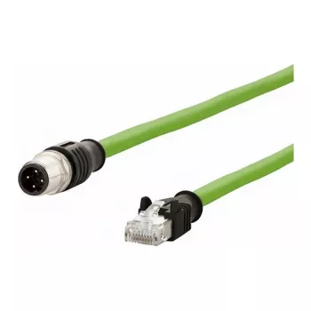 METZ CONNECT - Tīkla kabelis - M12 (4 kontaktu) (S) uz RJ-45 (M) - 5,0 m - 6,5 mm - SF/FTP - CAT 5e - Bez halogēna, Bezķēdes, Vītā dzīsla, Zugkette, D-kodēts - Zaļš (142M1D15050)