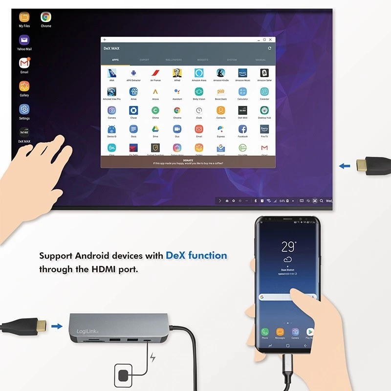 LogiLink UA0343 USB-C daudzportu centrmezgls alumīnija USB 3.2 2. gen