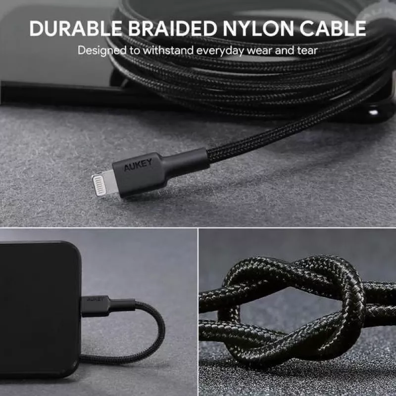 Lightning kabelis AUKEY CB-AL05 1m Melns