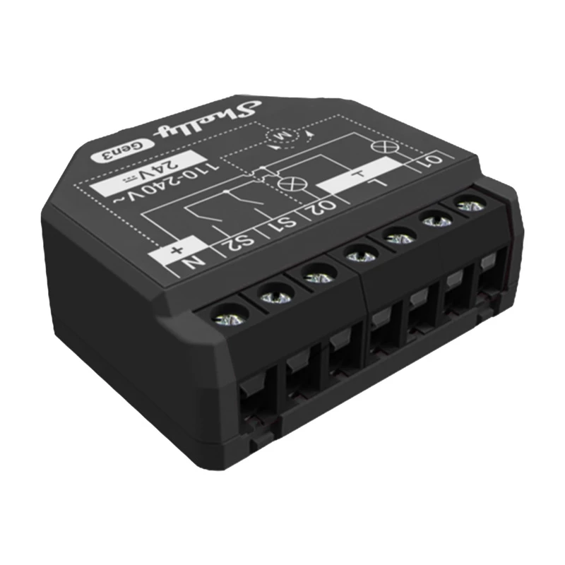 Shelly 2PM Gen3 WiFi Bluetooth kontrolieris — komplekts 4 gab., divkanālu jaudas mērītājs