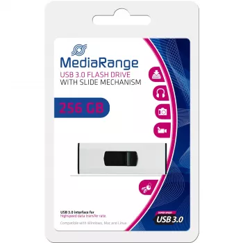 MediaRange USB zibatmiņa 256GB USB 3.0 Melns/Sudrabs (MR919)