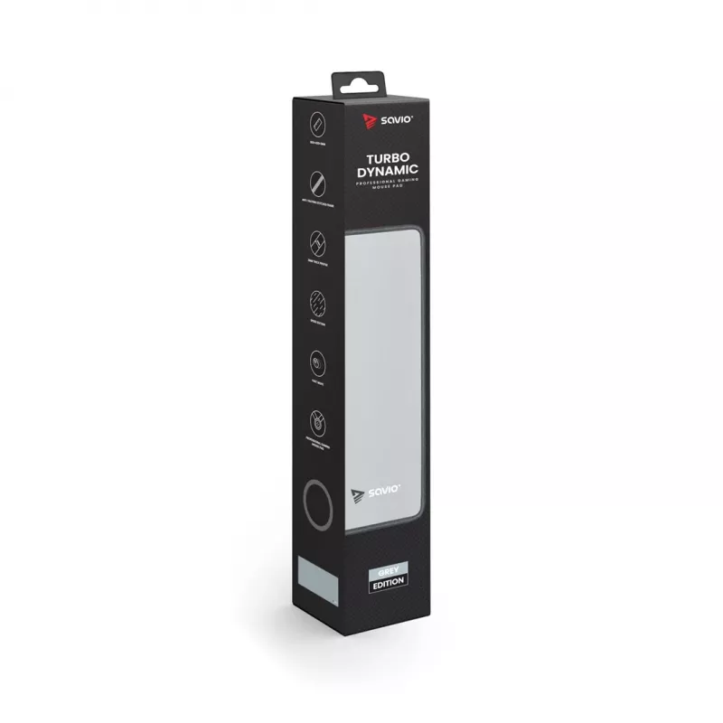 Spēļu peļķītis SAVIO Turbo Dynamic XL — Pelēks, 900×400 mm, 3 mm biezums, šūta neslīdoša auduma virsma